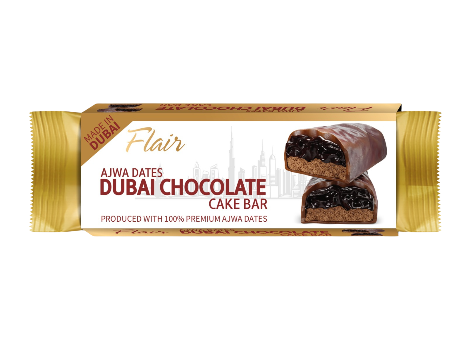 FLAIR AJWA DATES KUNAFA DUBAI CHOCOLATE CAKE BAR 40G