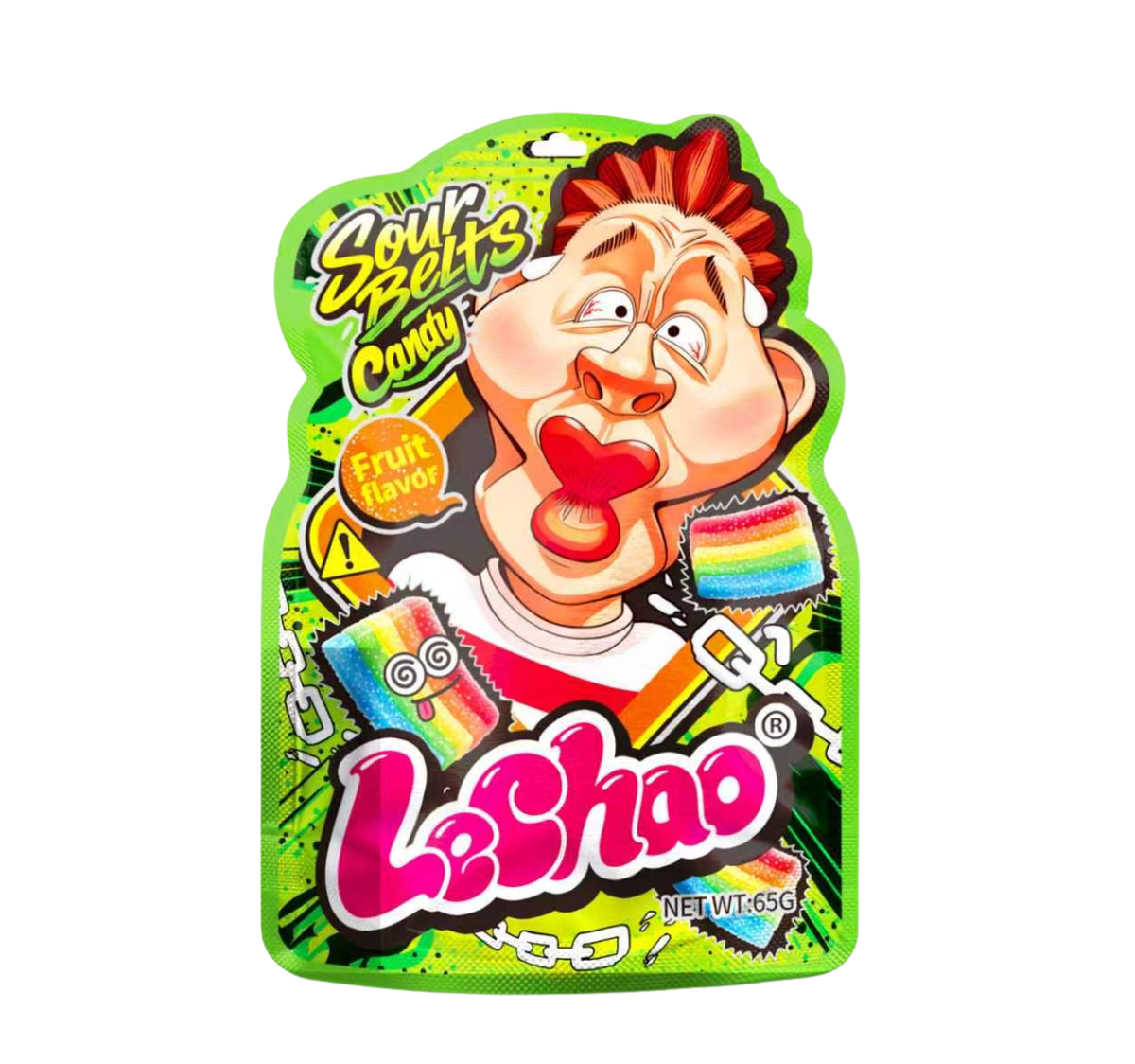 LECHAO SOUR BELTS CANDY FRUIT FLAVOUR 65G